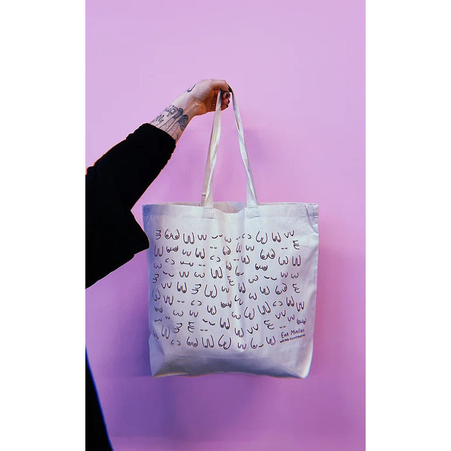 Eat Mielies - Tote Bag Draagtas Titties XL - natuur - met bodem