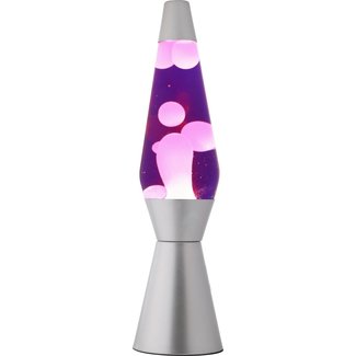 i-total Lava Lamp Raket - violet met witte lava - zilveren voet