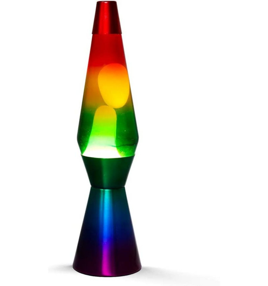 Lampe à Lave LED Effet Hypnotique - Changement De Couleurs - Base Noire, Cire Blanche