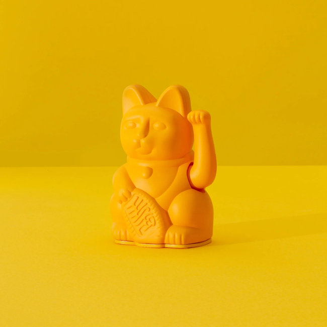 Donkey - Wuivende Gelukskat Maneki-Neko Mini - donkergeel