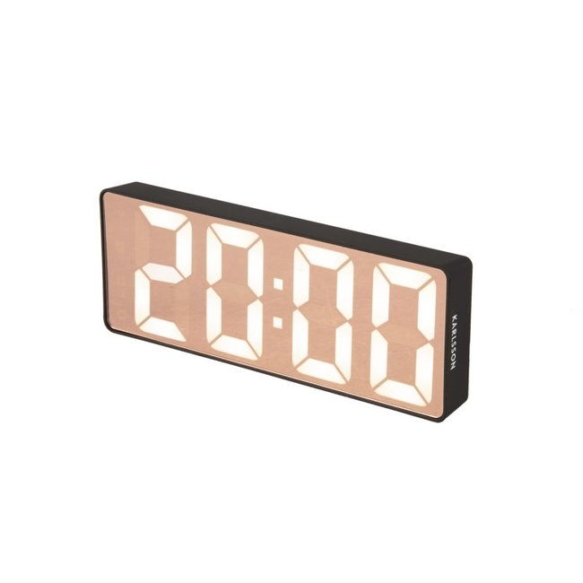 Karlsson - Alarm Clock Mirror LED Flat - black