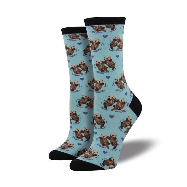 SockSmith - Socks Significant Otter - dancing otters - blue chalk - size 36-41 (women)