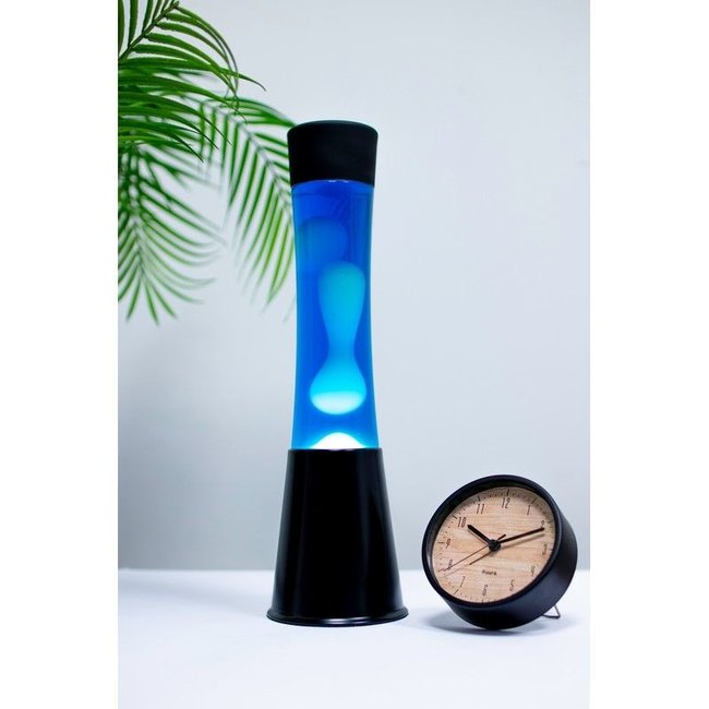 Fisura - Lava Lamp - blauw met witte lava - zwarte voet
