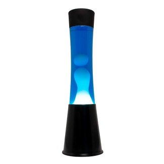 Fisura Lava Lamp - blauw met witte lava - zwarte voet