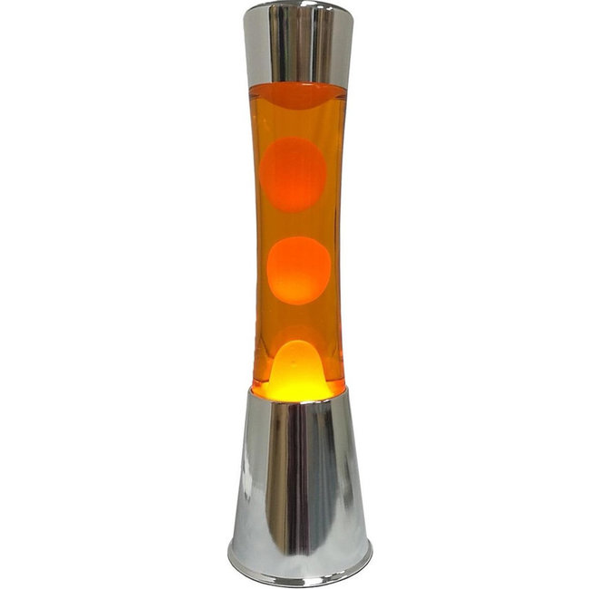 Fisura - Lava Lamp - oranje vloeistof & lava - zilverkleurige voet