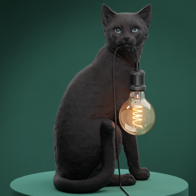Werner Voß - Lampe de Table - Lampe Animale Chat Chouchou - noir