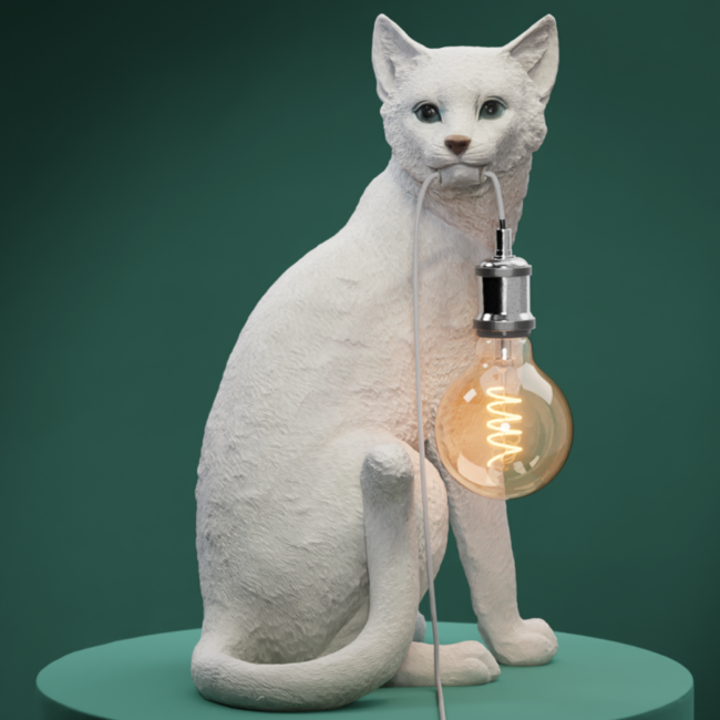 Werner Voß - Lampe de Table - Lampe Animale Chat Chouchou - blanc