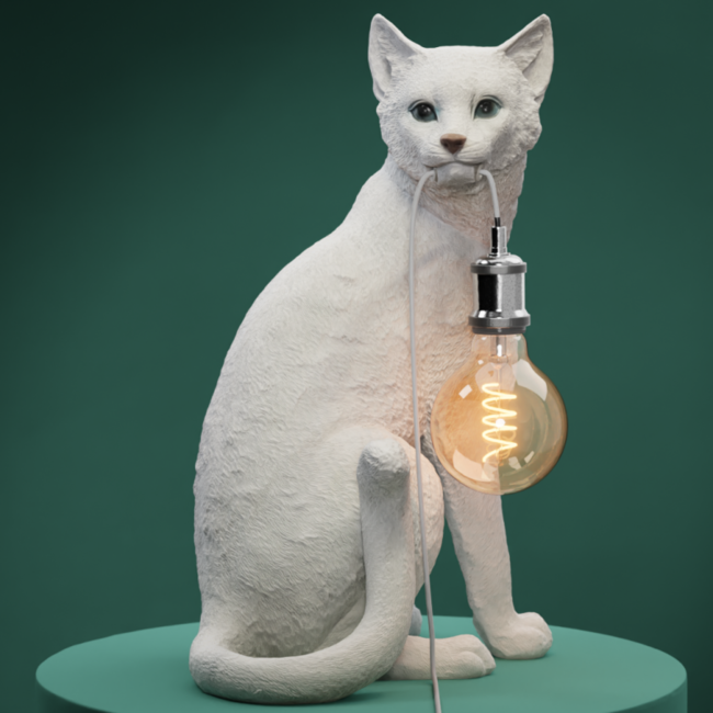 Werner Voß - Tischlampe - Tierlampe Katze Chouchou - weiß