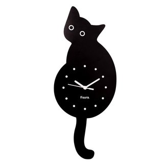 Fisura Wall Clock Cat - black