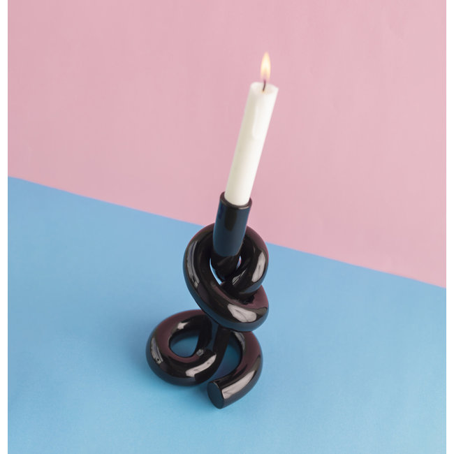 Werkwaardig - Geknoopte Kandelaar Knotted - zwart