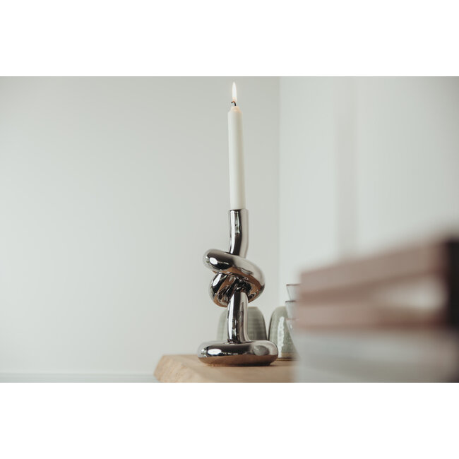 Werkwaardig - Knotted Candleholder - silver