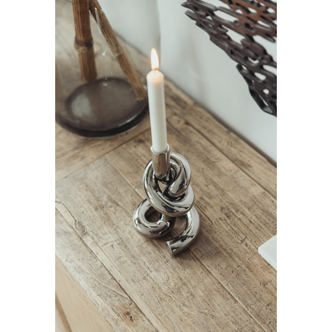 Werkwaardig - Knotted Candleholder - silver