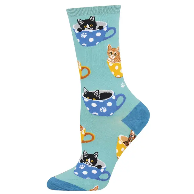 SockSmith - Sokken / Kousen Kat-feïne - Cat-feinated - blauw - maat 36-41 (vrouwen)