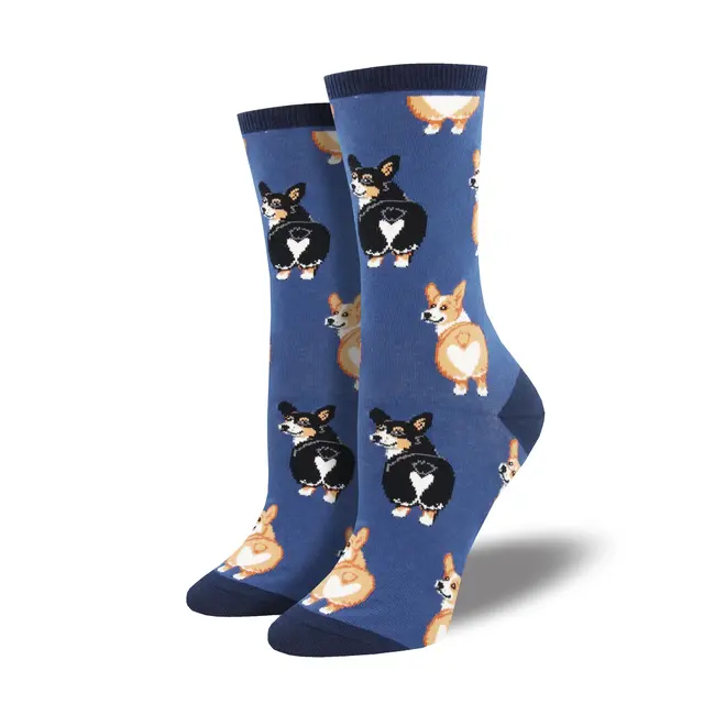 SockSmith - Chaussettes Corgi Butt - bleu - taille 36-41 (femmes)