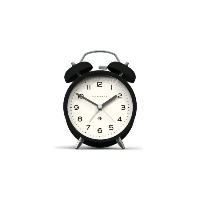 Newgate - Retro Alarm Clock with Hammer Bell Charlie - black