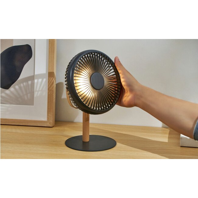 Gingko - Fan Beyond - gray - with night lamp - portable - rechargeable - detachable