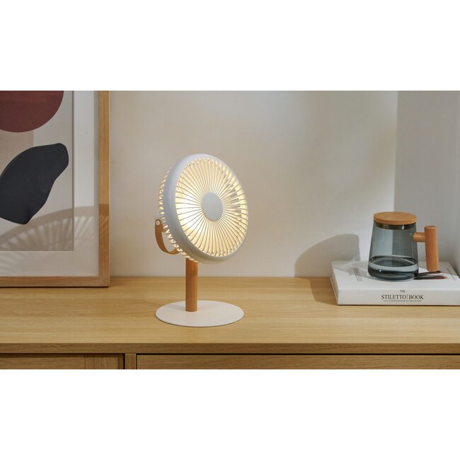 Gingko - Fan Beyond - white - with night lamp - portable - rechargeable - detachable