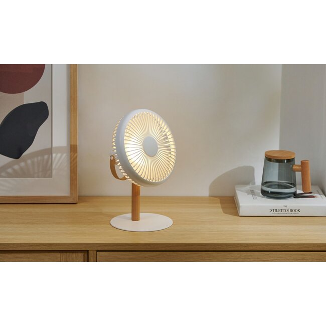 Gingko - Ventilateur Beyond - blanc - avec veilleuse - portable - rechargeable - détachable