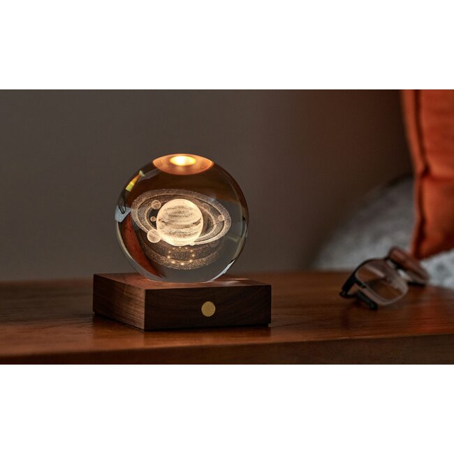 Gingko - Amber Crystal Ball Night Light - Saturnus