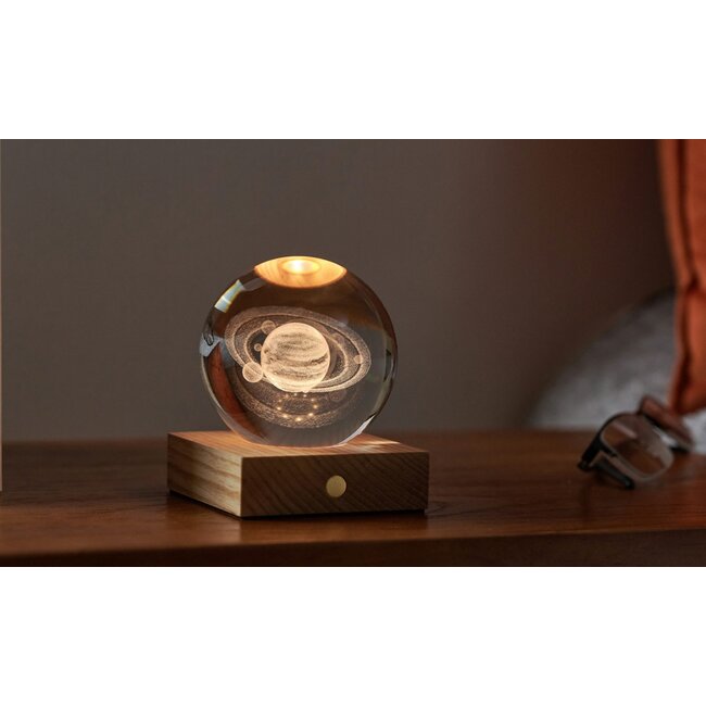Gingko - Amber Crystal Ball Night Light - Saturnus