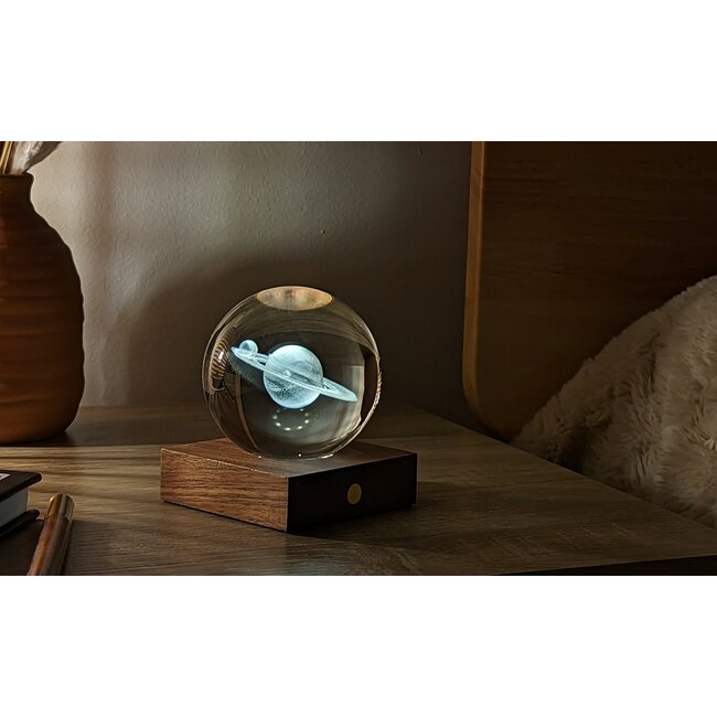 Gingko - Amber Crystal Ball Night Light - Saturne