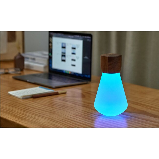 Gingko - Mood Lamp Pentagon Desk Bulb - large -  walnut - rechargeable - color changing