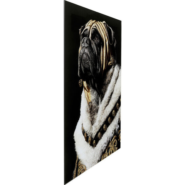 Karé Design - Fotoglas Koning Mopshond - King Pug - Wanddecoratie Poster - 40x60
