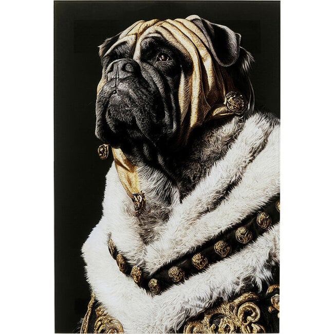 Karé Design - Fotoglas Koning Mopshond - King Pug - Wanddecoratie Poster - 40x60