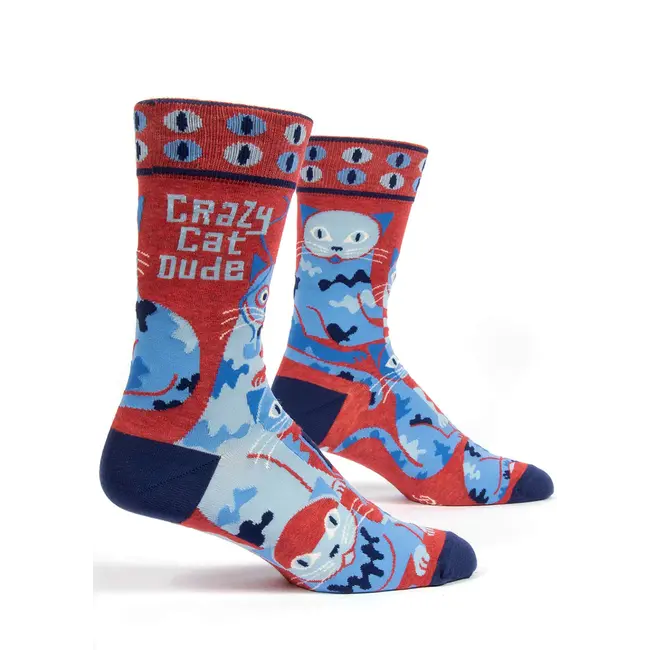 Blue Q Socks Crazy Cat Dude (M)
