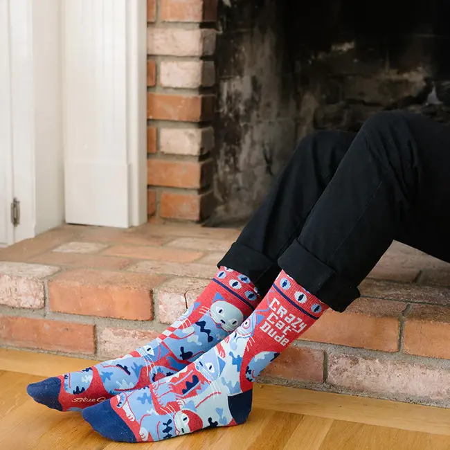 Blue Q - Sokken / Kousen Crazy Cat Dude  - Poes - maat 40-46 (mannen)