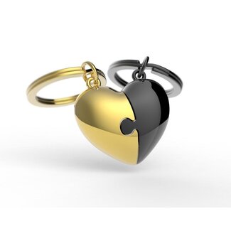 Chocli Metalmorphose Duo Schlüsselanhänger Puzzle-Herz - schwarz/gold Chocli Metalmorphose Duo Schlüsselanhänger Puzzle-Herz - schwarz/gold