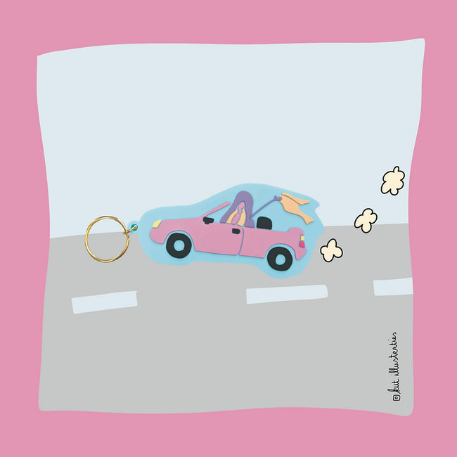 KUT.illustraties - Schlüsselanhänger Muschi Schlampenauto