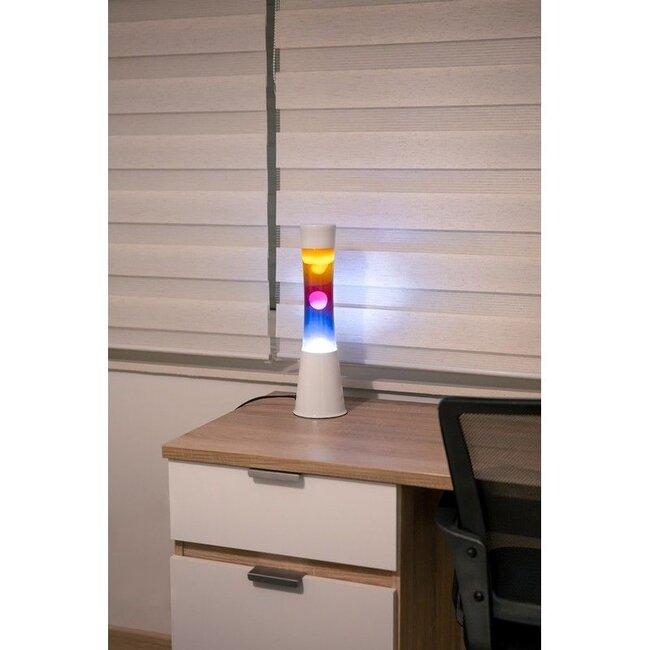 Fisura - Lampe à Lave - gradient de trois couleurs - base blanche