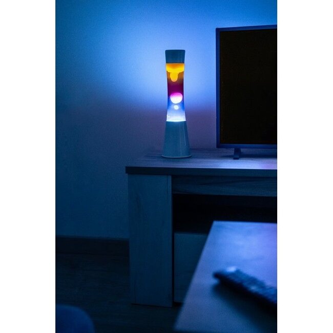 Fisura - Lava Lamp - driekleurig kleurverloop rainbow / regenboog - witte voet