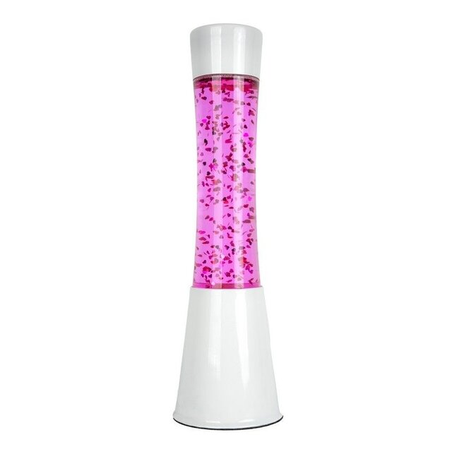 Fisura - Lava Lamp met glitter hartjes - witte voet