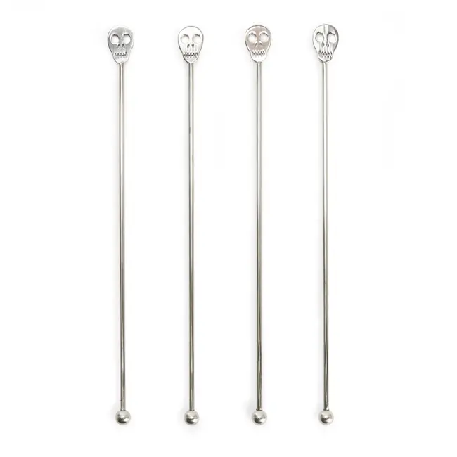 Kikkerland - Agitateurs à cocktail Skull - lot de 4