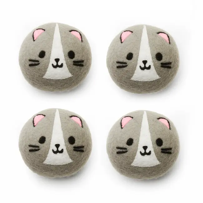 Kikkerland - Boules pour Sèche-Linge Chat - Cat Dryer Buddies - ensemble de 4