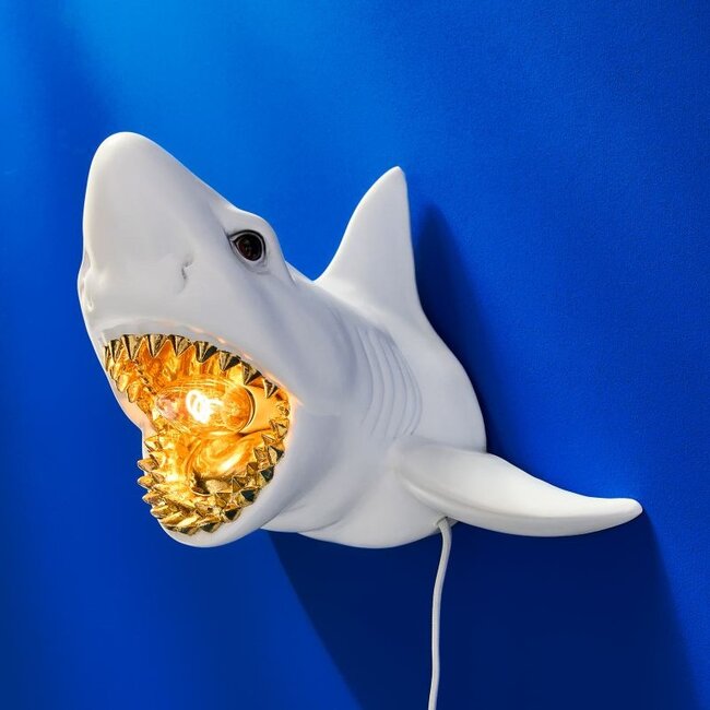 Werner Voß - Lampe Murale - Lampe Animale Requin Sharky - blanc/or