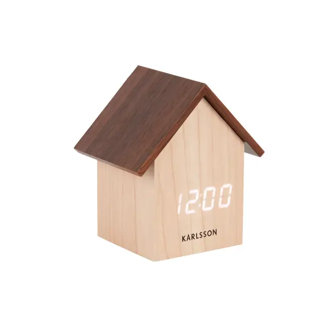 Karlsson - Alarm Clock House - light wood