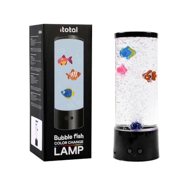 i-total - Bubbel Lamp met Vissen - Mini Aquarium - colour changing