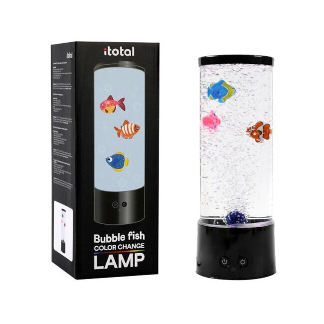 i-total - Lampe à Bulles avec Poisson - Mini Aquarium - changement de couleur