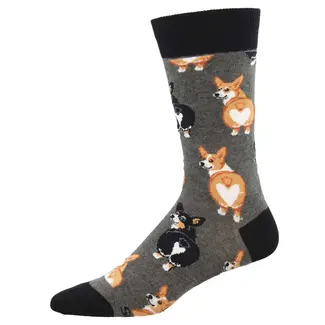 SockSmith Chaussettes Corgi Butt Gris - hommes