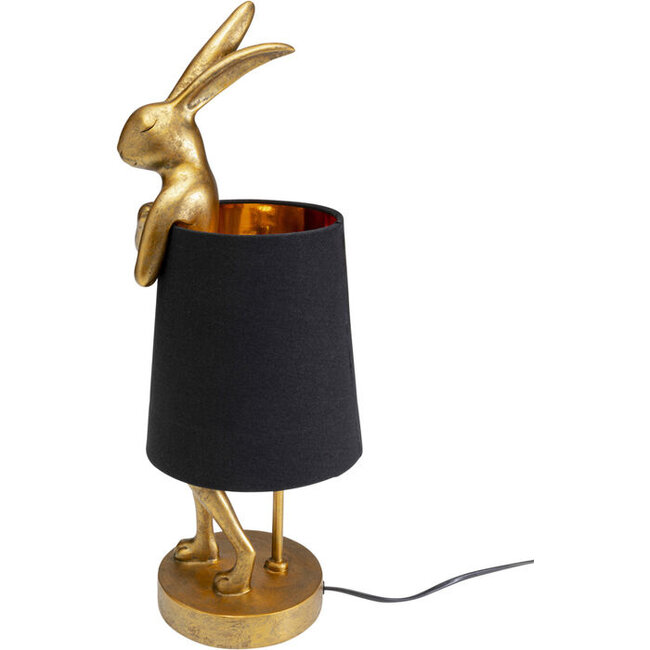 Kare Design - Lampe de Table - Lampe Animale Lapin - doré/noir - small 50 cm