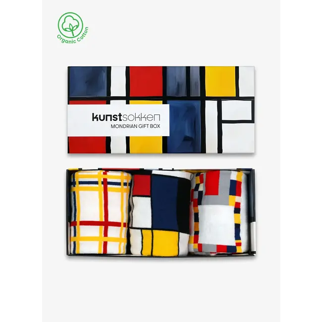 Kunstsokken Chaussettes Mondrian Boîte Cadeau