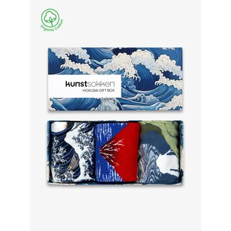 Kunstsokken Chaussettes Hokusai  3-Pack Boîte Cadeau