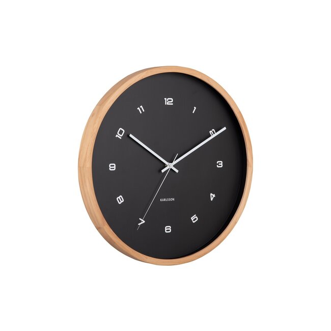 Karlsson - Horloge Murale Modesta Light Wood - noir