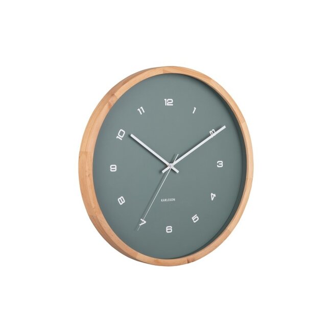 Karlsson - Wall Clock Modesta Light Wood - green