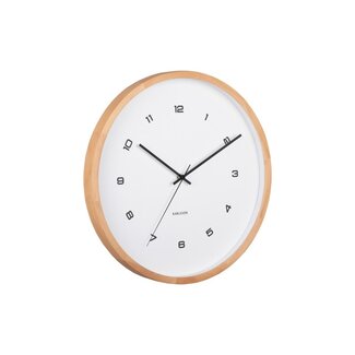 Karlsson Horloge Murale Modesta Light Wood - blanc
