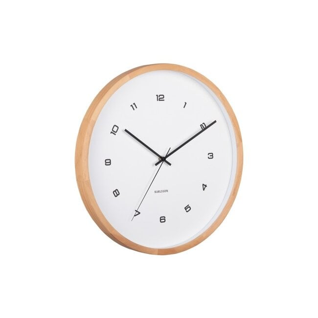 Karlsson - Horloge Murale Modesta Light Wood - blanc
