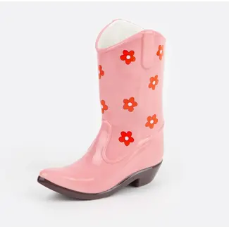 DOIY Vase Rodeo Cowboy Boot - pink